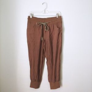 Olivaceous | NWT Boutique Gauzy Drawstring Sheer Jogger Pants